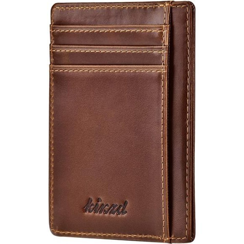 Slim Minimalist Leather RFID Front Pocket Wallet Thin Credit Card Holder Men